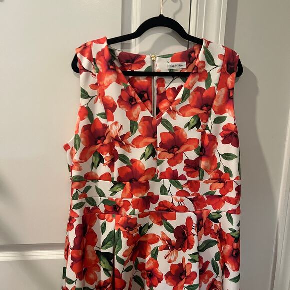 NWT Calvin Klein 16W 1X Floral-Print A-Line Dress - Picture 5 of 7